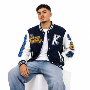 High Quality Customizable Men's Bomber <b>Jacket</b> with <b>Patchwork</b> Ripped Embroidery Letter Spot Design-Breathable Winter Oversized - Product Image 5