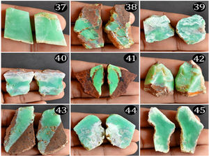 Pareja de Crisoprasa Australiana en Bruto, Gema Verde Natural en Rodajas para Colgante, 8mm de Altura, Piedras Atractivas al por Mayor - Product Image 5