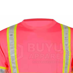 Chemise de sécurité à manches courtes haute visibilité respirante et ignifuge avec tissu réfléchissant 100% polyester pour la sécurité routière - Product Image 6