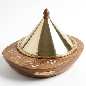 Juego de Servidor de Comida de Madera de Lujo para Ramadán con Tapa Cónica Metálica, Calentador de Comida Premium para Majlis, Olla Caliente para Venta al por Mayor en el Golfo - Product Image 1