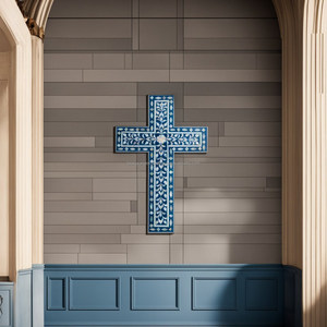 Incrustation de nacre naturelle Crucifix religieux fait à la main Croix murale Crucifix pour la décoration murale de la maison par FWE - Product Image 6
