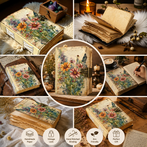 Handmade Floral Leather <b>Journal</b> Vintage Hardcover Diary Antique Lock Coptic Stitch Binding Deckle Edge Paper <b>Writing</b> Sketch - Product Image 6