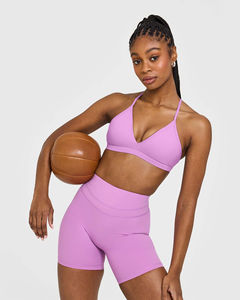 Shorts unis violet orchidée pour femmes, best-seller, taille haute, avec ceinture compressive et tissu anti-transpiration, idéal pour la gym - Product Image 3