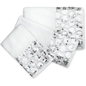 Set di 3 Asciugamani da Bagno Moderni e Lussuosi, Asciugamano Bianco Contemporaneo con Decorazioni Luccicanti, Morbido e Altamente Assorbente - Product Image 6