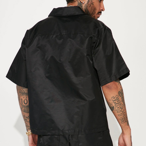 Nuevo Conjunto Deportivo de Dos Piezas para Hombre, Talla Grande, con Cierre de Cordón, Chaqueta Cortavientos y Pantalones Cortos, Estampado Sólido, 100% Algodón, Secado Rápido - Product Image 6