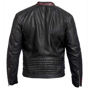 <b>Men</b> Biker Cafe Racer Leather <b>Jacket</b> - Product Image 2