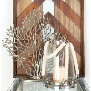 Sculpture Métallique Artisanale de Luxe, Accent Décoratif Élégant pour Appartements et Condominés Modernes, Alliage de Zinc Plaqué Argent Corail - Product Image 3