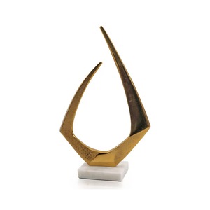 Abstract Gold Plated Geometric Sculpture Handmade Artistic Tabletop Decor Contemporary Living Room <b>Decoration</b> - Product Image 2