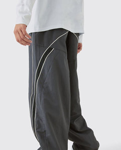 Pantalon de survêtement gris pour homme avec logo Flame sur le côté, taille élastique, pantalon décontracté - Product Image 5