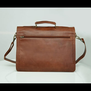 Maletín de cuero para negocios, multifuncional, con bolsillos, logotipo personalizado, de lujo, duradero, estilo vintage, de cuero genuino, para portátil. - Product Image 2