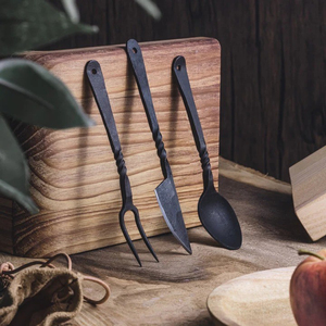 Medieval <b>Cutlery</b> <b>Set</b> Classic <b>Vintage</b> Dining Flatware Stainless Steel Knife Fork Spoon <b>Set</b> Comfortable Grip Reusable Tableware - Product Image 5