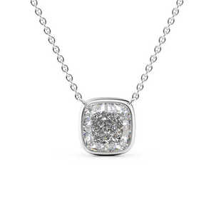 Collar con Colgante de Diamante Solitario con Engaste de Bisel, Chapado en Oro Blanco de 14K, Colgante de Moissanita, Joyería Minimalista para Mujer - Product Image 1