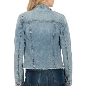 Chaqueta Vaquera Premium Personalizada para Mujer, Estilo Vintage, Informal, de Moda Urbana, Ropa Exterior, Fabricante Mayorista OEM - Product Image 3