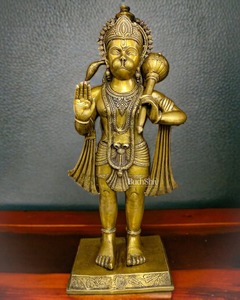 Estatua de Latón Dorado Hecha a Mano del Dios Hanuman Ji, Escultura Religiosa de Sobremesa, Diseño Art Deco, Decoración para el Hogar - Product Image 2