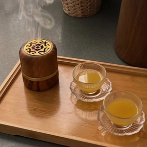 Quemador de Incienso de Madera con Forma de Huevo y Tapa de Latón con Rejilla, Soporte para Aromaterapia - Product Image 1