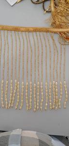 Ribete de encaje con flecos de cuentas doradas, borde decorativo de perlas acrílicas, borla de lujo tradicional hecha a mano para prendas, cortinas y decoración del hogar. - Product Image 3