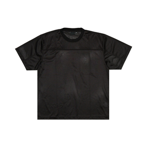 Customized Stylish Fan <b>T</b>-<b>Shirt</b> Black Color Crewneck Breathable Mesh Cropped Top Boxy Football Jersey <b>T</b>-<b>Shirts</b> For Adult - Product Image 1
