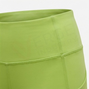 High Waist Full Length Yoga <b>Leggings</b> Solid <b>Green</b> Spandex Nylon Seamless Design - Product Image 4