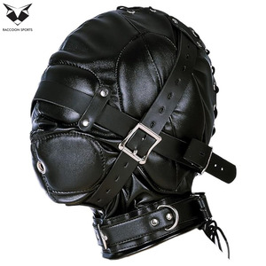 Capucha de cuero acolchada personalizada para bondage, arnés de cabeza ajustable, máscara facial completa para clubwear, capucha de cuero resistente para fiestas y disfraces. - Product Image 2