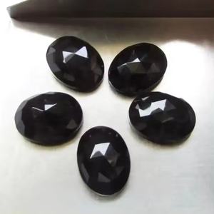 Cabujón ovalado de ónix negro natural de 8x10 mm con corte rosa, piedra preciosa semipreciosa suelta para anillos, colgantes, pulseras, joyería, accesorios de bricolaje. - Product Image 1