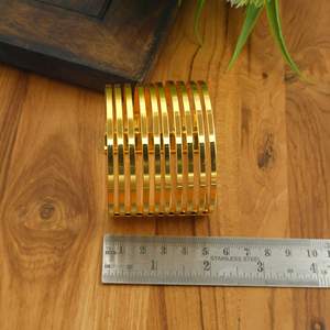 Gold Tone Stainless Steel Cuff Bracelet Minimalist Open <b>Bangle</b>, Stackable Wide Modern Unisex Jewelry Gift <b>for</b> Women <b>Men</b> - Product Image 2