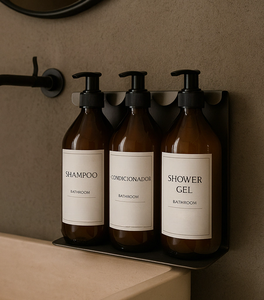 Dispensador de Jabón para Hotel en Negro Mate y Soporte de Pared para Champú con Cerradura con Llave, Acabado de Acero Inoxidable - Product Image 1