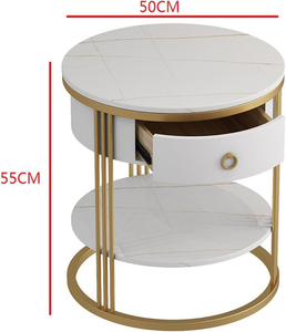 Unique Design White <b>Table</b> Luxury Furniture Marble Top Round <b>Side</b> <b>Table</b> for Living Room, Hotel, Office <b>Gold</b> Modern End <b>Table</b> - Product Image 5