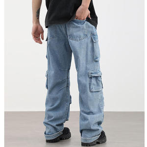 Manufacturer Direct Men's Wholesale Breathable Casual Dark Straight Solid Denim Jeans Embroidery for Summer Autumn Winter - Product Image 3