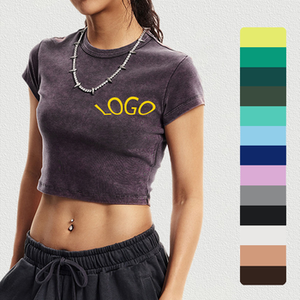 Camiseta de algodón de manga corta para mujer, estilo streetwear, con logo personalizado, corte ajustado, informal, estilo Y2K. - Product Image 1