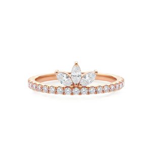 Manufacturer Marquise & Round Cut Lab Created Diamond 14K Solid Gold Lotus Floral Design Ring Dainty Crown Cluster Diamond Ring - Product Image 4