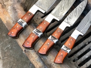 Ensemble de couteaux de chef en acier damas à 67 couches, fabriqués à la main, 4 pièces, sur mesure, forgés, écologiques, revêtement antiadhésif, ambidextres - Product Image 1