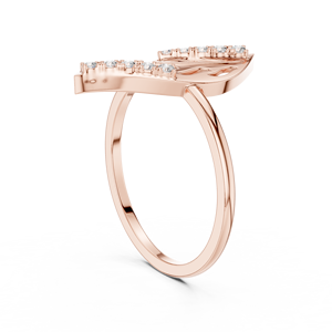 Anillo de Compromiso con Halo de Diamantes Chapado en Oro Rosa y Diseño de Hojas para Mujer - Product Image 1