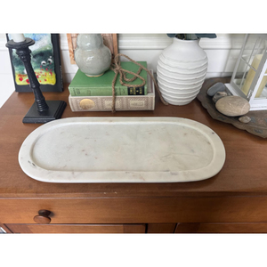 <b>White</b> Marble Tray with Curved Edges Elegant Serving Tray Luxury Marble Platter Decorative Home Decor Tray Hotel Supplies - Product Image 3