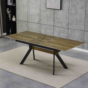 Ensemble de <span class=keywords><strong>table</strong></span> et de chaises de salle à manger intérieures rétractables classiques uniques en MDF pour 6 personnes au total inclus - Product Image 5