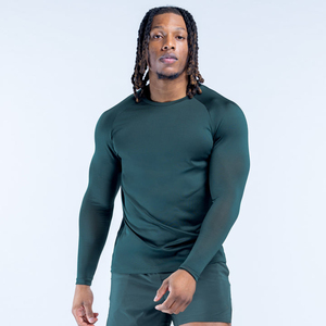 Camisetas de Gimnasio de Manga Larga para Hombre, Transpirables, de Poliéster, de Secado Rápido, Cuello Redondo, Camisetas de Entrenamiento Físico para Hombre al por Mayor - Product Image 1