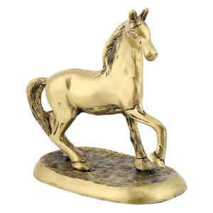 Estatua de Caballo Hecha a Mano en Latón Macizo, Adorno Decorativo para Mesa, para Decoración de Interiores de Hogar, Oficina u Hotel - Product Image 1