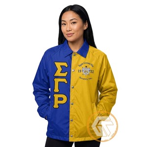 GREEK TREASURES เสื้อแจ็คเก็ตโค้ชสำหรับผู้หญิงแบบกำหนดเอง ปักลาย Sigma Gamma Rho กันน้ำ แห้งเร็ว กันลม ระบายอากาศได้ดี สำหรับฤดูร้อน - Product Image 1
