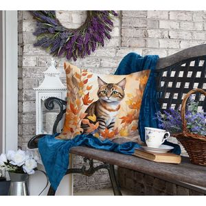 Owyhee Bob Cat Fall Leaves Almohada decorativa Lavable a máquina 18H x 18W para uso en interiores y exteriores para sofá cama y Patio - Product Image 4
