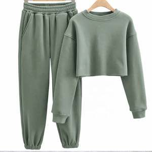 Fitness para mujer 100% algodón transpirable ligero recortado con capucha y cintura elástica Jogging Pant Set - Product Image 5