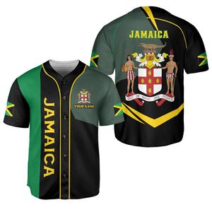 Camiseta de Béisbol Personalizable con la Bandera de Jamaica para Hombre - 100% Poliéster Sublimado con Nombre y Números del Equipo - Product Image 1