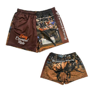 Pantalones Cortos Deportivos Casuales de Malla Sublimada con Gráficos de Rodeo para Hombre, Estilo Vaquero Occidental, con Bolsillos - Product Image 1