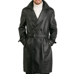 Wholesale Men's Genuine <b>Leather</b> Coat | Custom <b>Leather</b> Trench Coat | OEM ODM Manufacturer | Premium Cowhide Winter Solid Front - Product Image 1