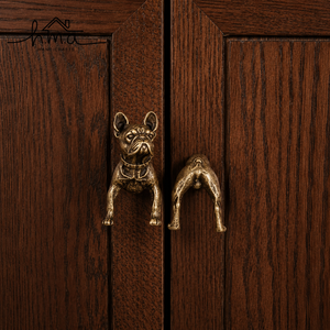 Handcrafted Solid Brass French Bulldog Cabinet <b>Knob</b> Antique Golden Finish Decorative Drawer Pull Wardrobe <b>Door</b> Furniture Handle - Product Image 1