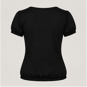 เสื้อยืดผู้หญิงสีดำคอกลมแขนสั้นทรงปกติ WTS-0109 - Product Image 2