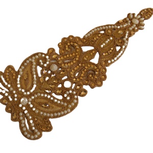 Patch d'applique brodé de Zardozi doré artisanal de qualité supérieure robe de mariée indienne traditionnelle et embellissement de couture - Product Image 1