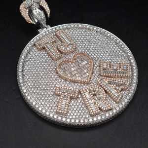 Custom 925 <b>Silver</b> Moissanite <b>Pendant</b> Iced Out Round Charm <b>Pendant</b> Hip Hop Jewelry Name <b>Initial</b> Heart Design - Product Image 2