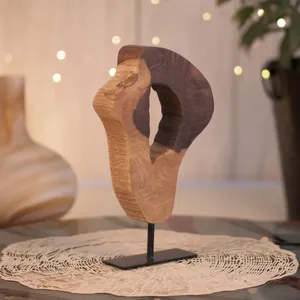 Wooden Table <b>Decor</b> - Handcrafted Round Acacia Wood Natural <b>Log</b> Table Showpiece for Living Room, Showpiece Home <b>Decor</b> - Product Image 2