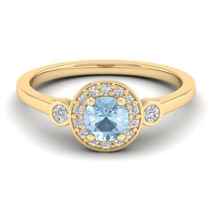 Anillo de Lujo REYES con Gema de Aguamarina de Corte Redondo de 0.5 Quilates, Brillante, de Plata de Ley 925 con Moissanita VVS, Joyería de Compromiso - Product Image 6