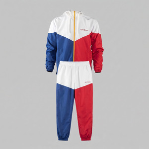 Ensemble de survêtement pour homme avec logo personnalisé, pantalon de jogging en nylon, veste coupe-vent avec bande réfléchissante personnalisée, survêtement en nylon - Product Image 1