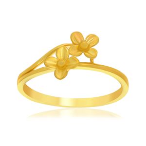 Nouvelle bague double fleur en or plaqué or de luxe pour femme, élégante, ajustable, bijou de doigt tendance, cadeau - Product Image 1